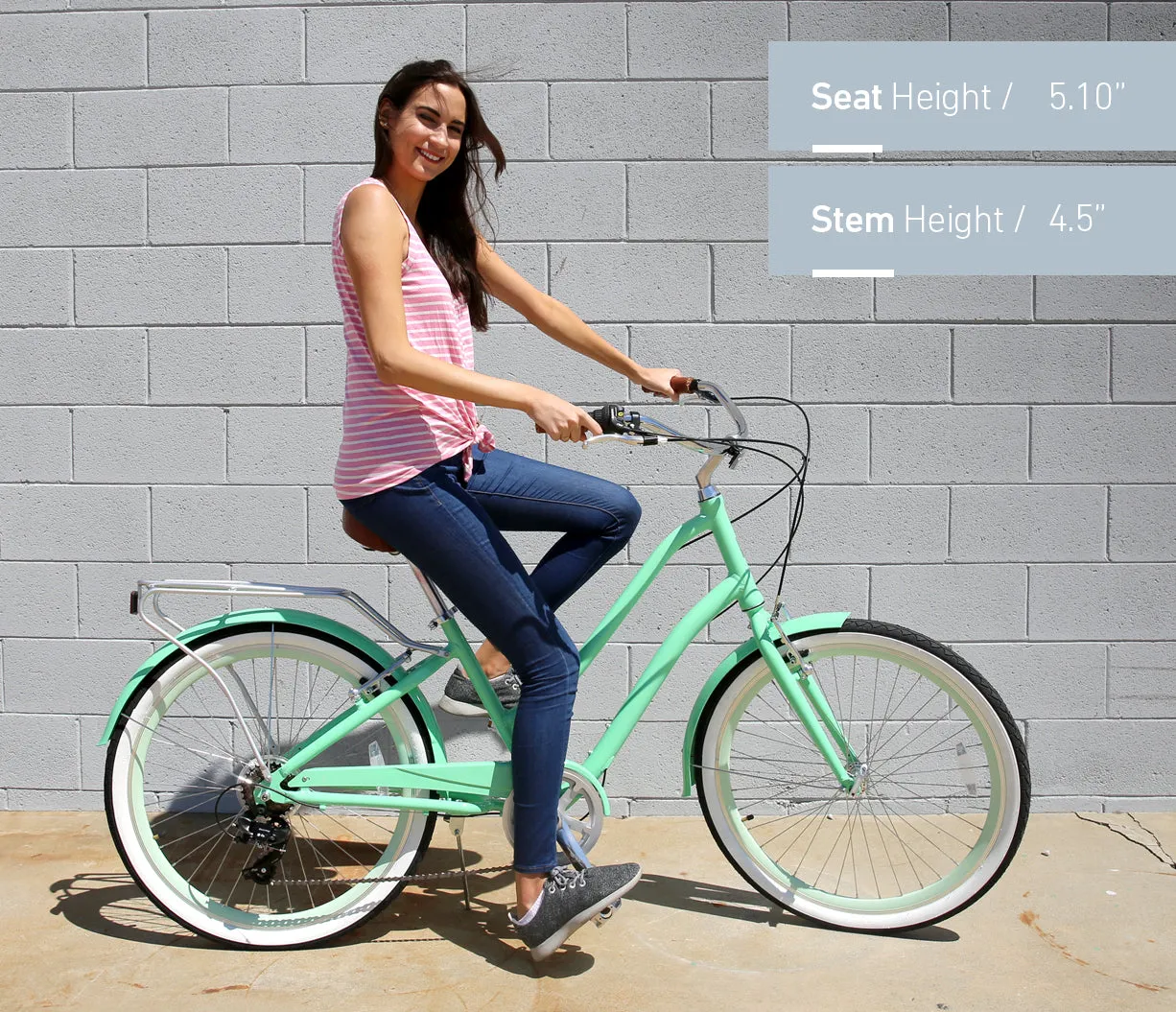 sixthreezero EVRYjourney Deluxe Women's 26" 7-Speed Touring Hybrid Bicycle w/ Integrated Lock, Basket, Light