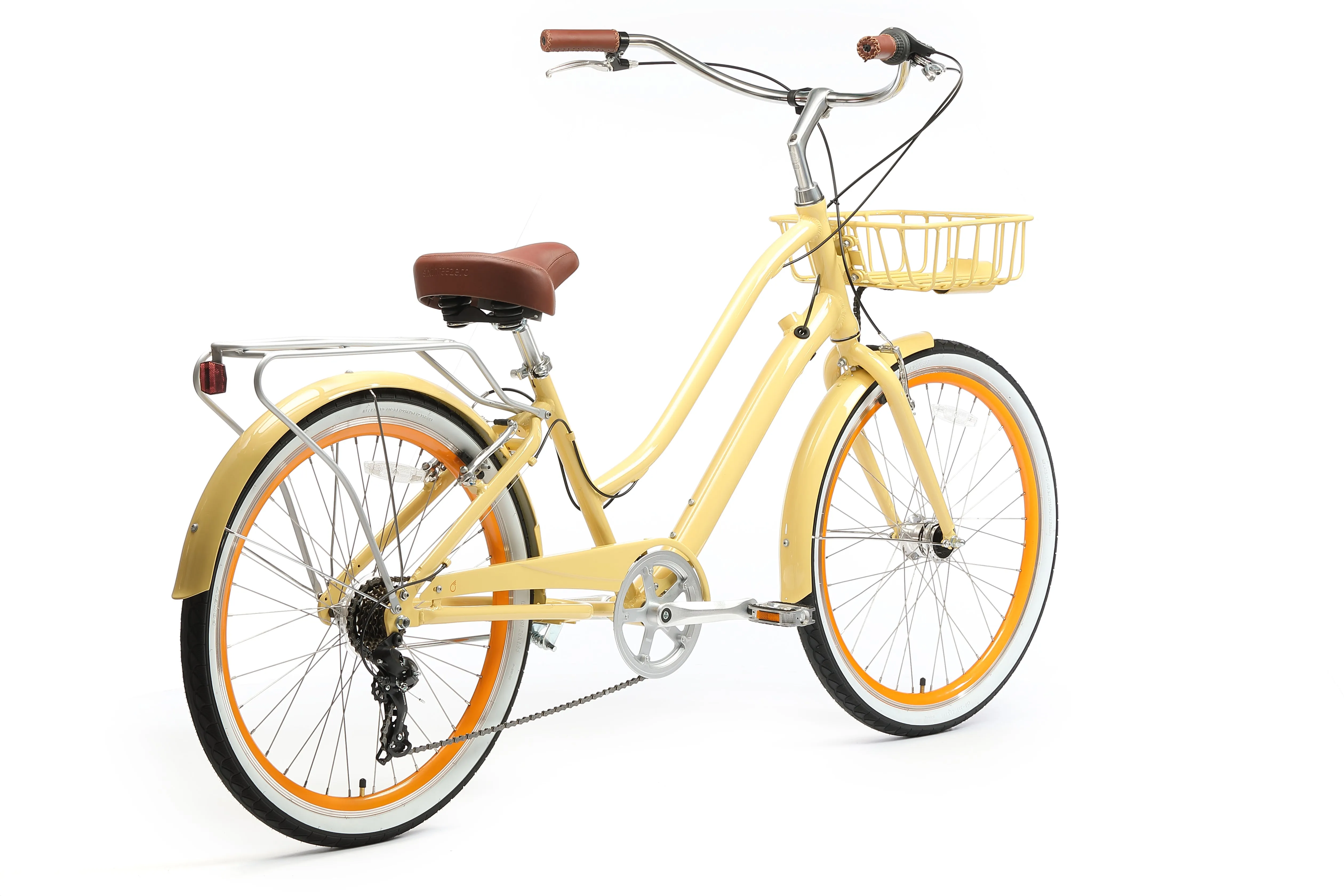 sixthreezero EVRYjourney Deluxe Women's 26" 7-Speed Touring Hybrid Bicycle w/ Integrated Lock, Basket, Light