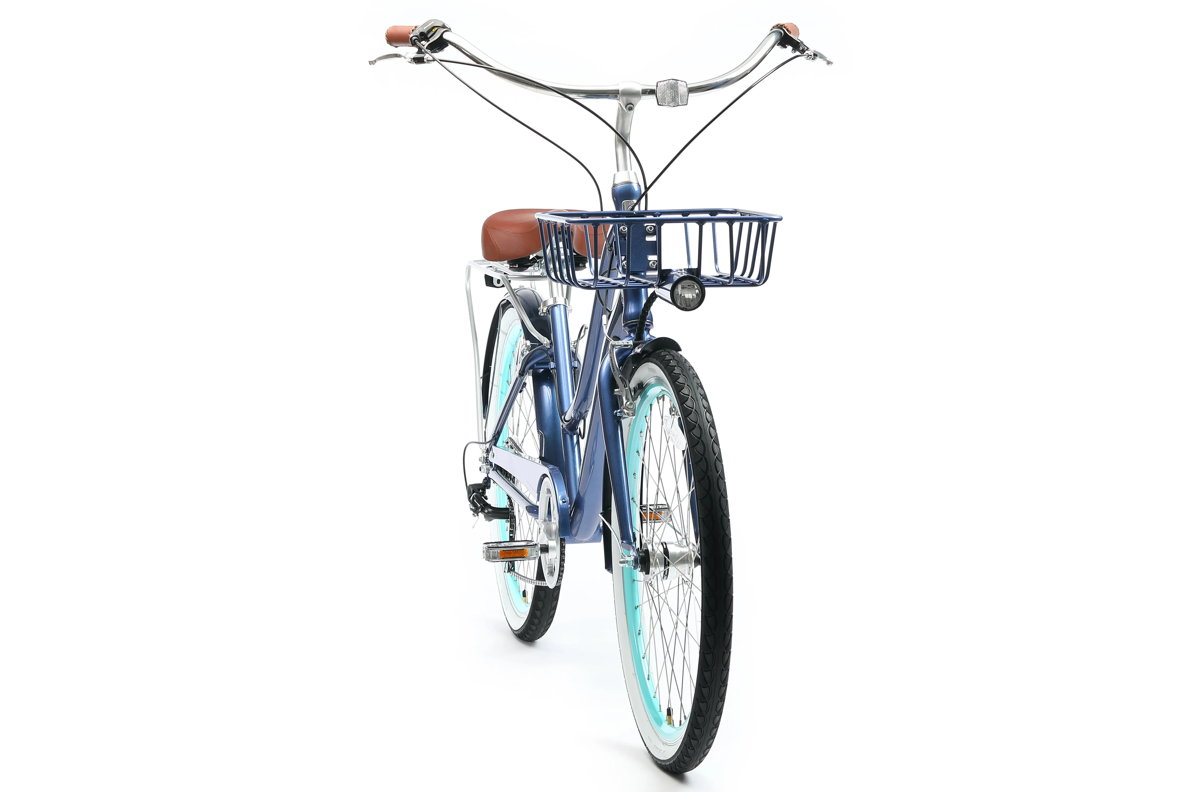 sixthreezero EVRYjourney Deluxe Women's 26" 7-Speed Touring Hybrid Bicycle w/ Integrated Lock, Basket, Light