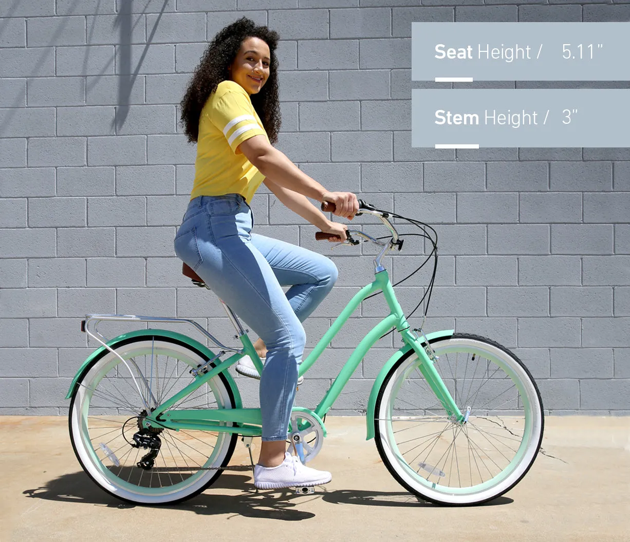 sixthreezero EVRYjourney Deluxe Women's 26" 7-Speed Touring Hybrid Bicycle w/ Integrated Lock, Basket, Light