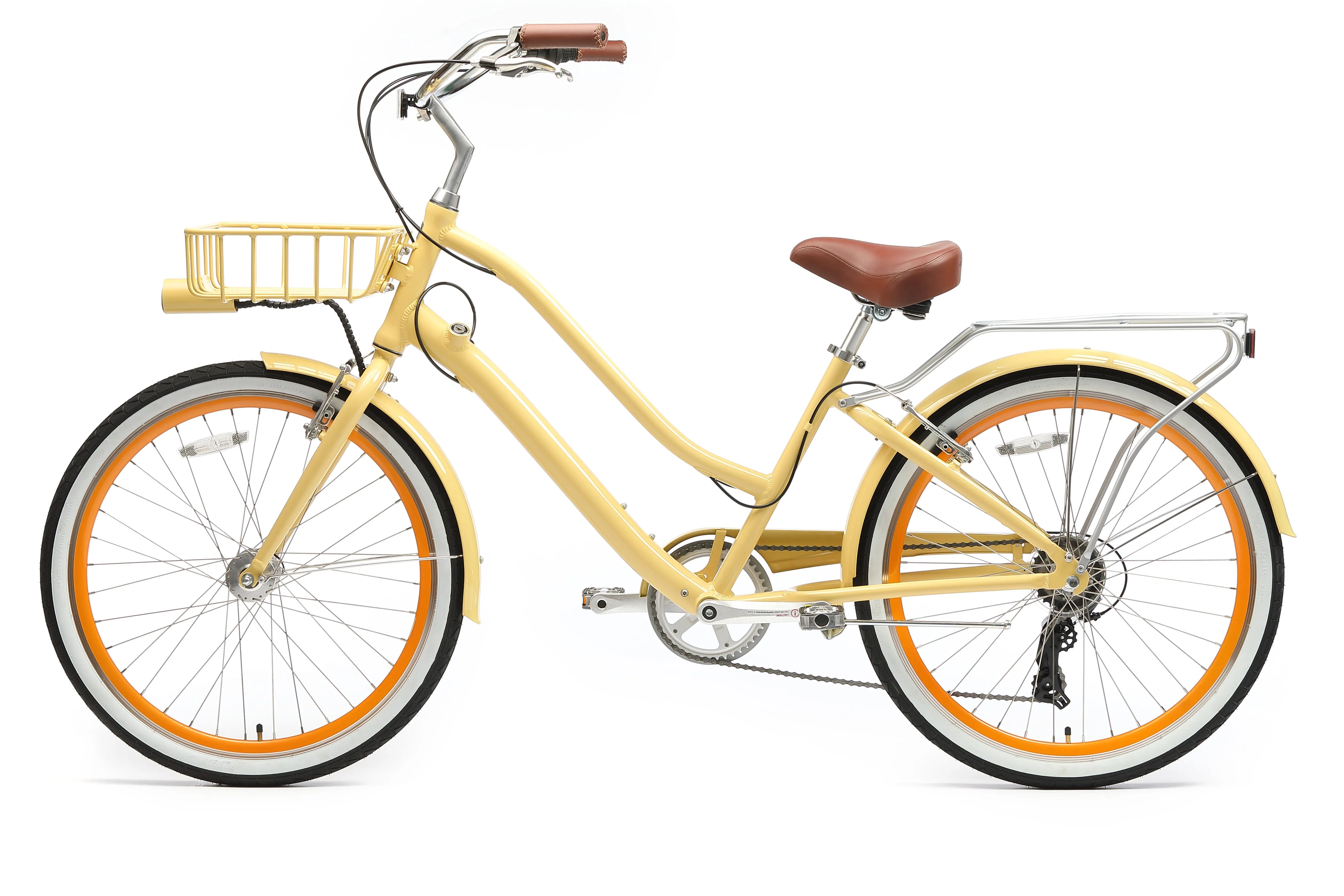 sixthreezero EVRYjourney Deluxe Women's 26" 7-Speed Touring Hybrid Bicycle w/ Integrated Lock, Basket, Light