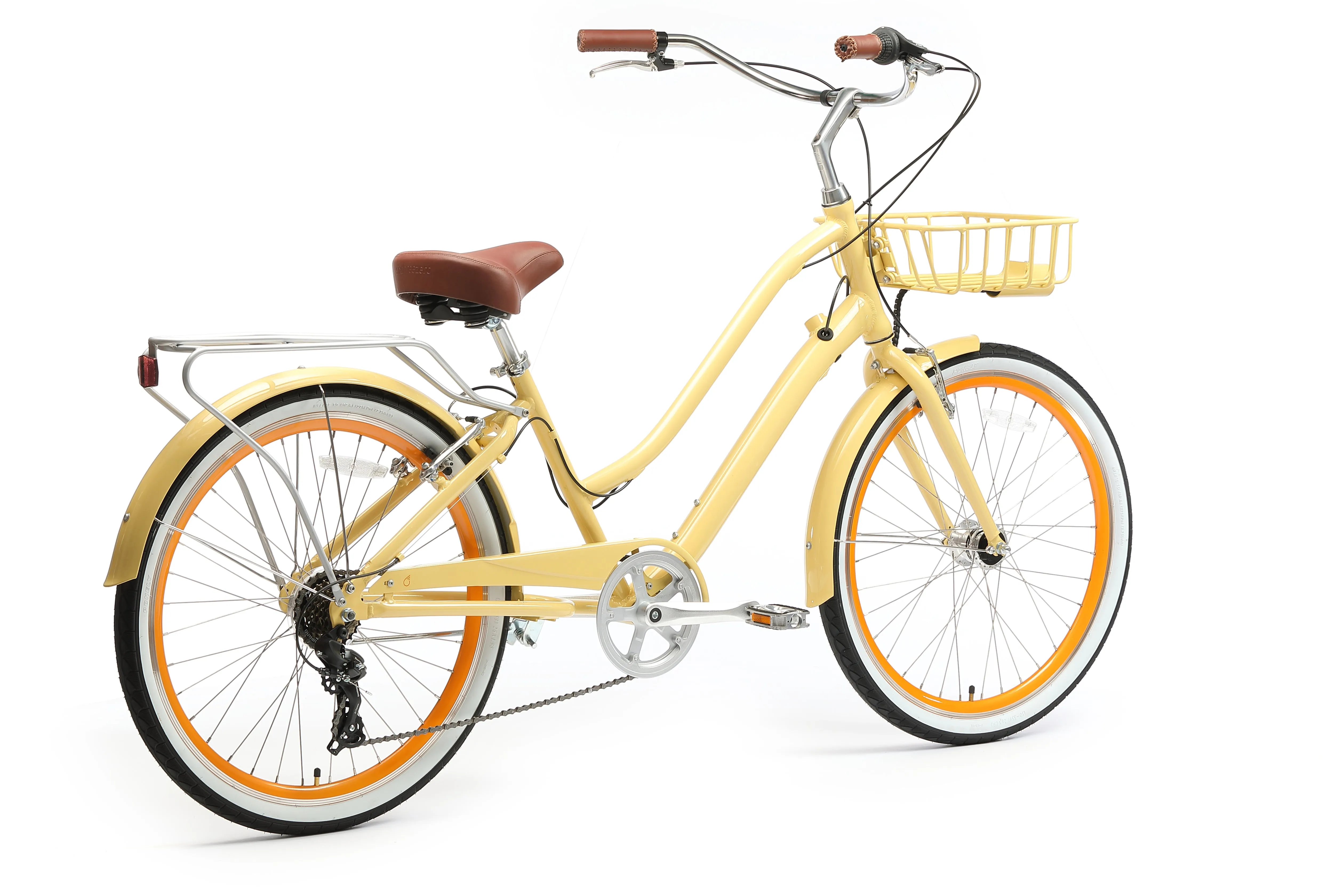sixthreezero EVRYjourney Deluxe Women's 26" 7-Speed Touring Hybrid Bicycle w/ Integrated Lock, Basket, Light