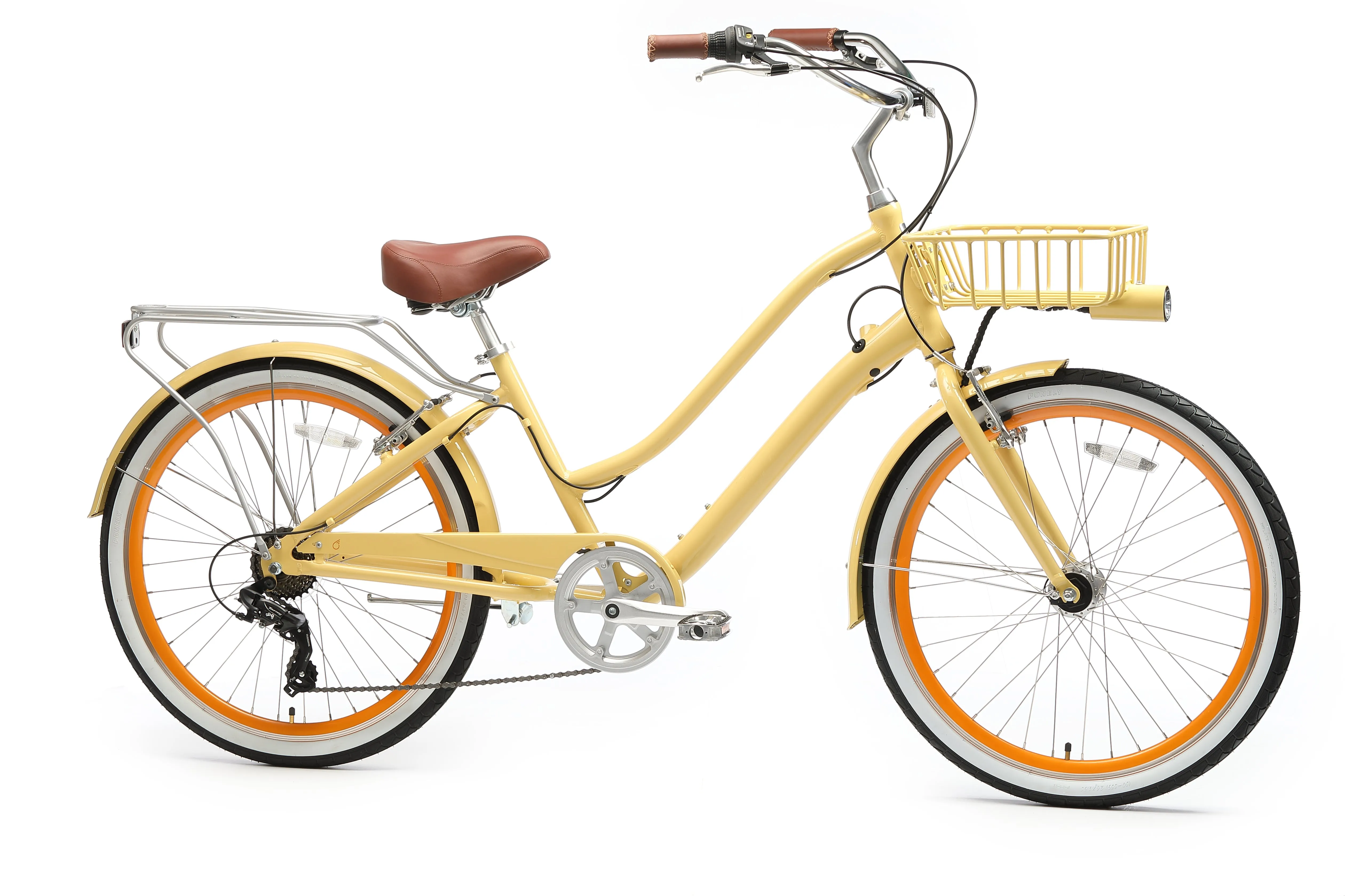 sixthreezero EVRYjourney Deluxe Women's 26" 7-Speed Touring Hybrid Bicycle w/ Integrated Lock, Basket, Light