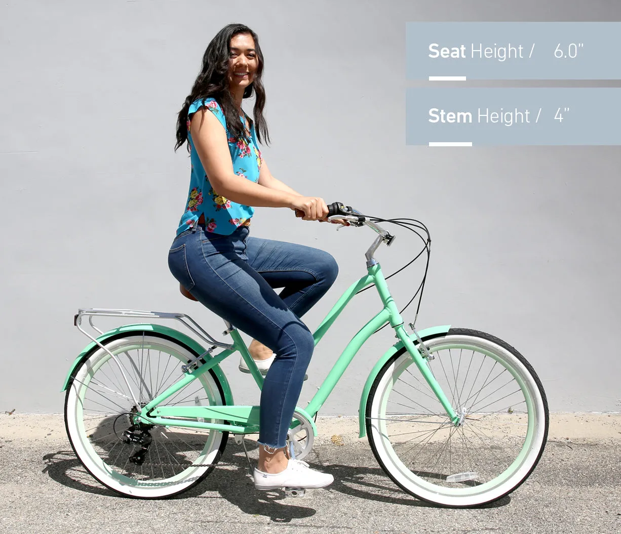 sixthreezero EVRYjourney Deluxe Women's 26" 7-Speed Touring Hybrid Bicycle w/ Integrated Lock, Basket, Light