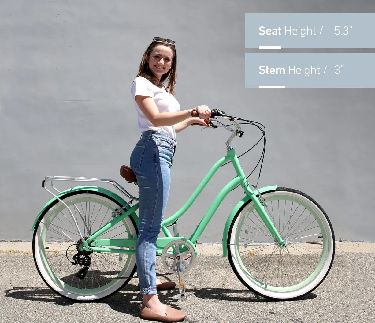 sixthreezero EVRYjourney Deluxe Women's 26" 7-Speed Touring Hybrid Bicycle w/ Integrated Lock, Basket, Light