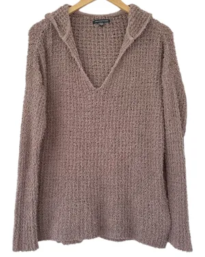 Soft Summer Dusky Taupe Oversized Open-Knit Hooded Sweater