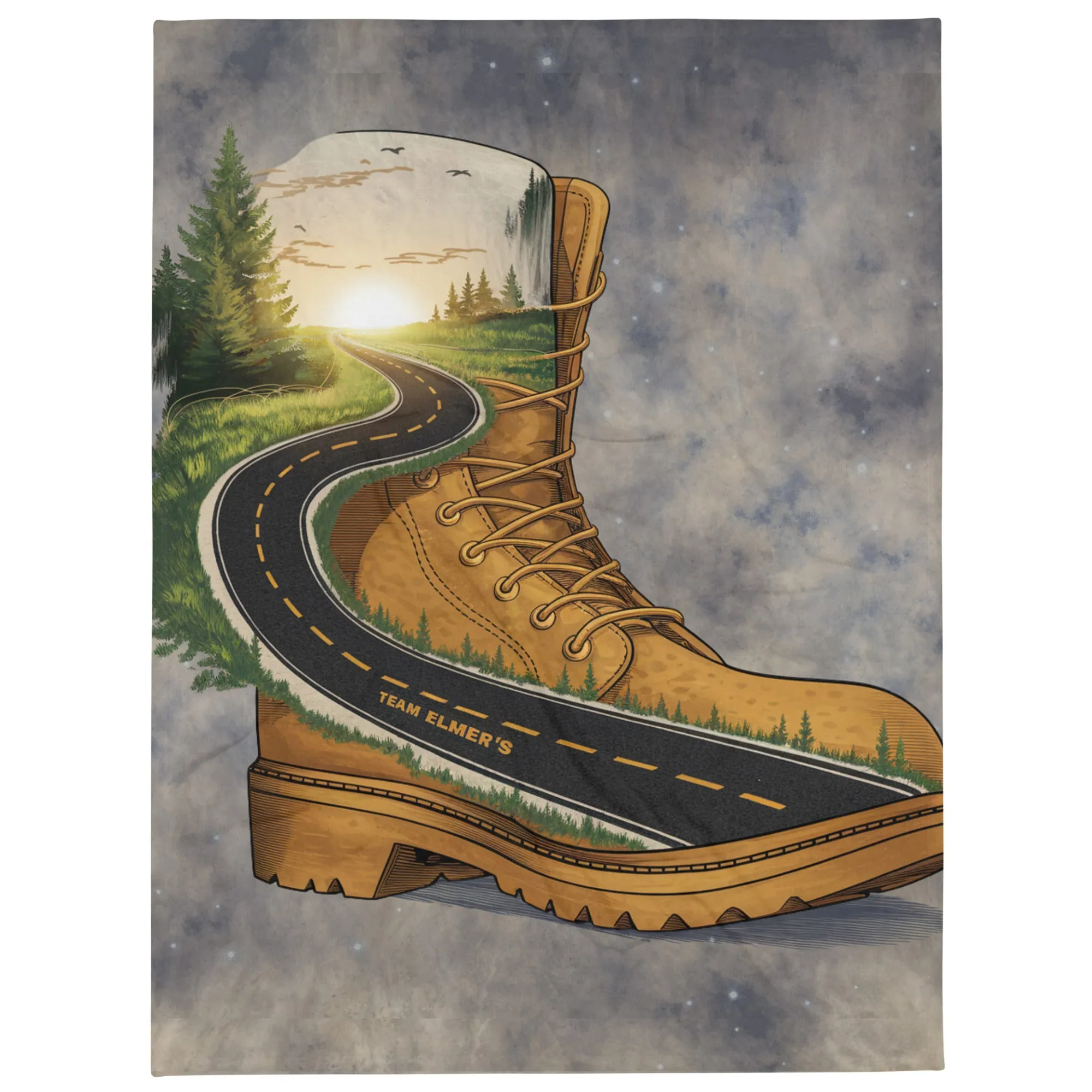 Team Elmer's. Work Boot Scene Throw Blanket