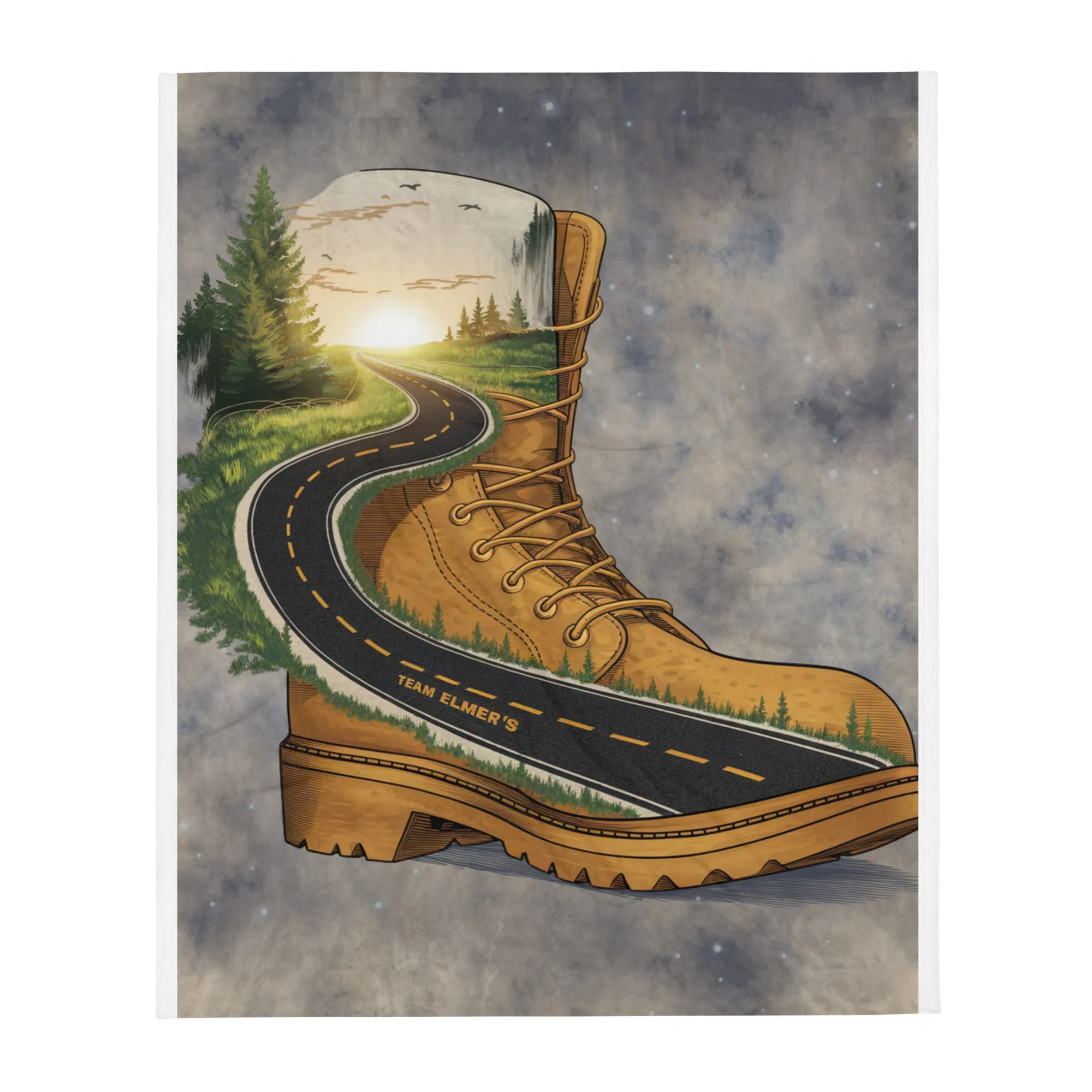 Team Elmer's. Work Boot Scene Throw Blanket