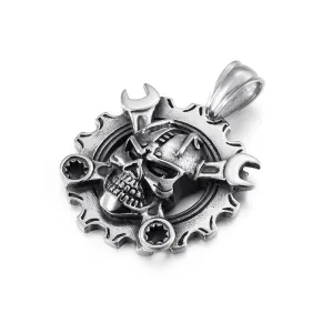 Titanium Steel Mechanical Skull Pendant with Bold Personality for Men